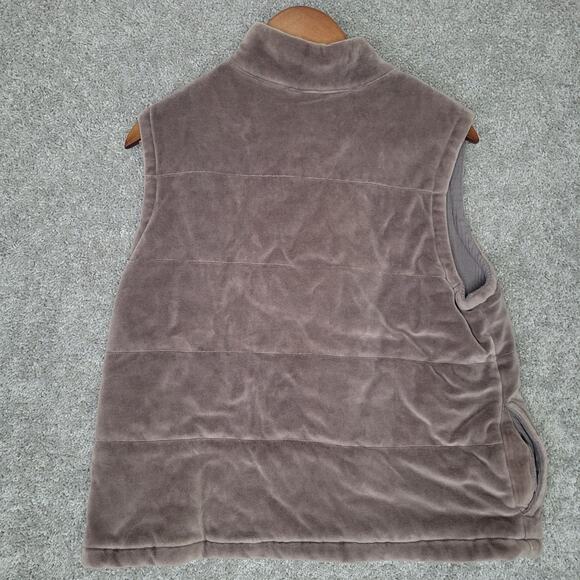 J Jill Brown Velvet Button Down Quilted Vest Womens Size L - Picture 4 of 6